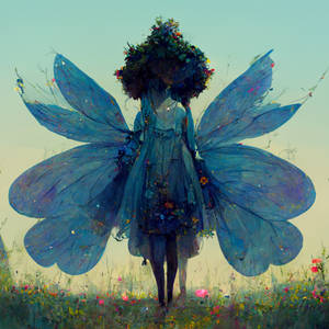 sohan Tall fairy girl with blue transparent wings 