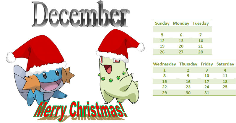 Pokemon Monitor Dec pokemon calendar december by cammyelion2 on DeviantArt