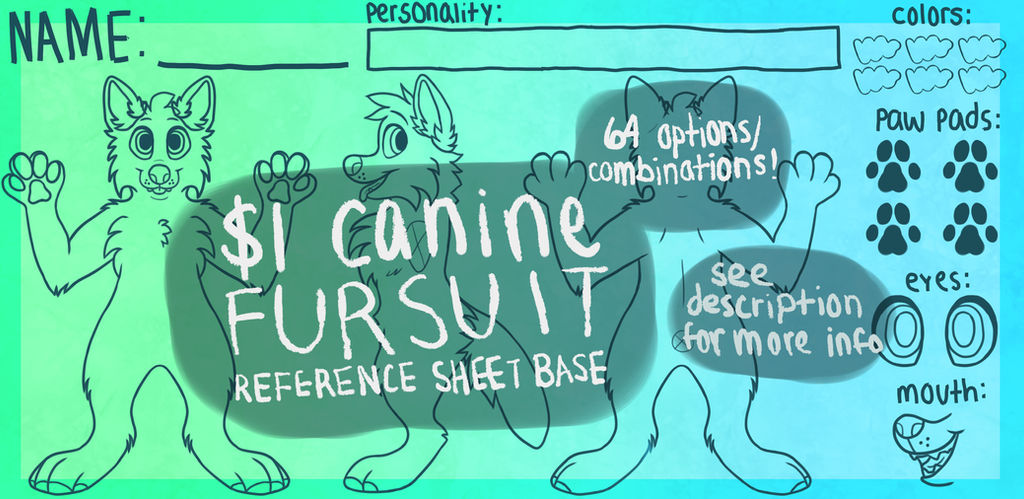 $1 Canine Fursuit Reference Sheet Base by AlpineMutt on DeviantArt
