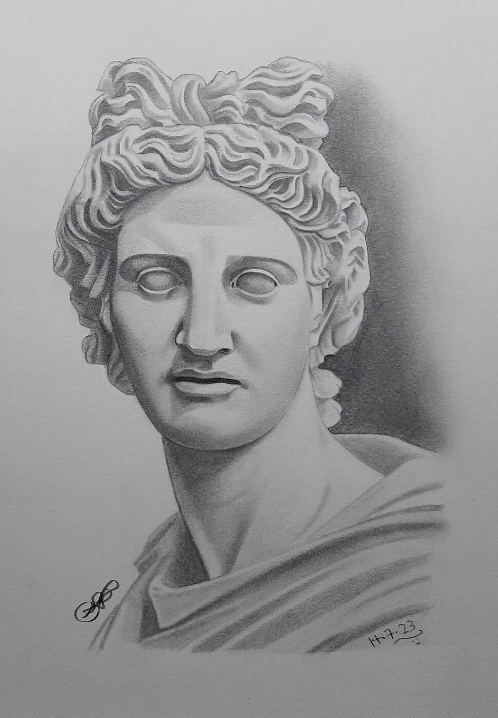 Apollo Greek Bust Drawing by Gareth-Jenkinson-Art on DeviantArt
