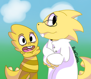 Alphys and Monster kid