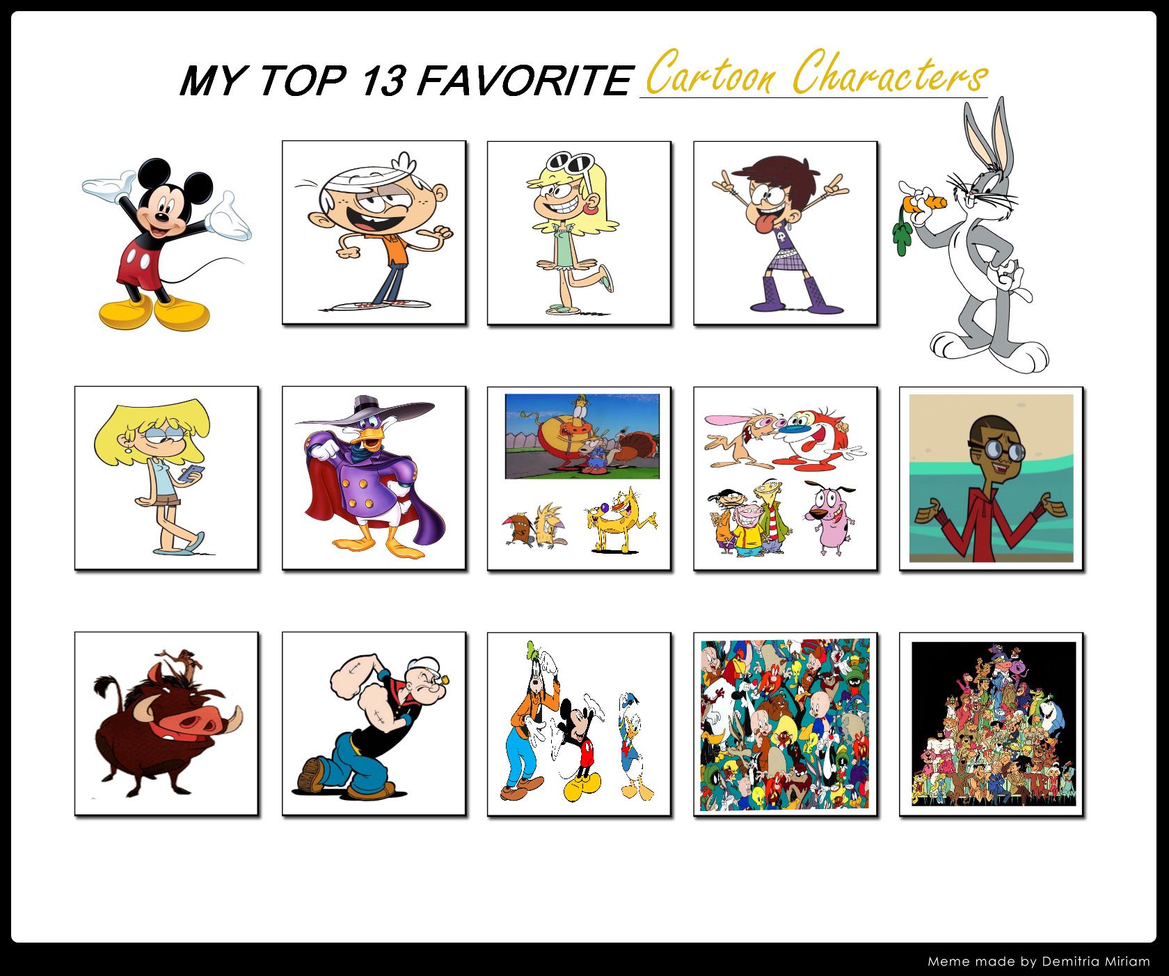My Top 13 Favorite Cartoon Characters by Bart-Toons on DeviantArt