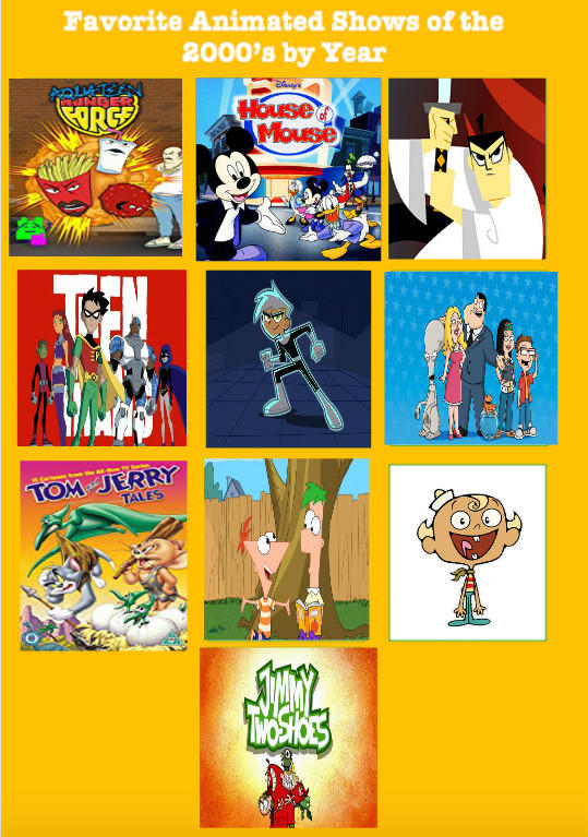 Favorite Animated Shows of the 2000's by Year by Bart-Toons on DeviantArt
