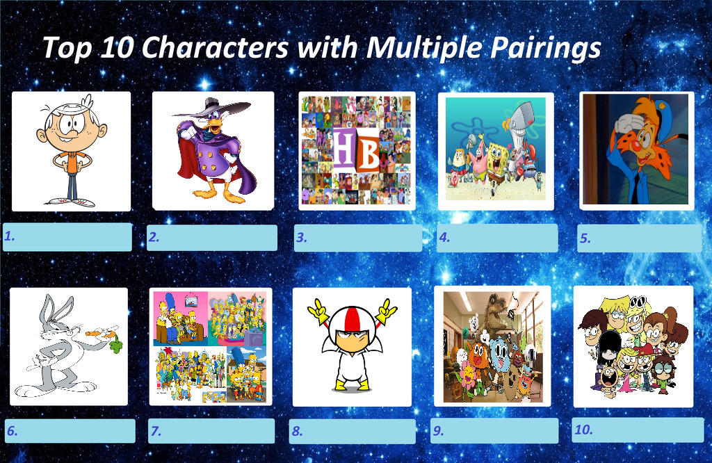 Top 10 Characters with Multiple Pairings by Bart-Toons on DeviantArt