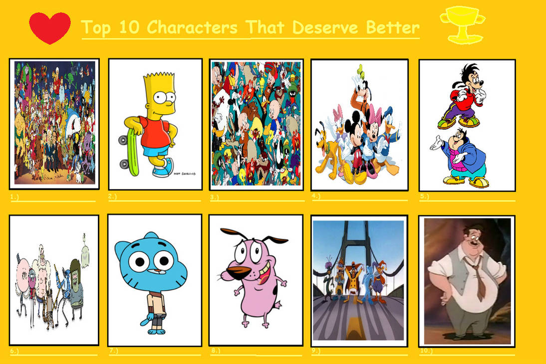 My Top 10 Cartoon Characters That Deserve Better By Bart Toons On My Top 10 Cartoon Characters That Deserve Better By Bart Toons On
