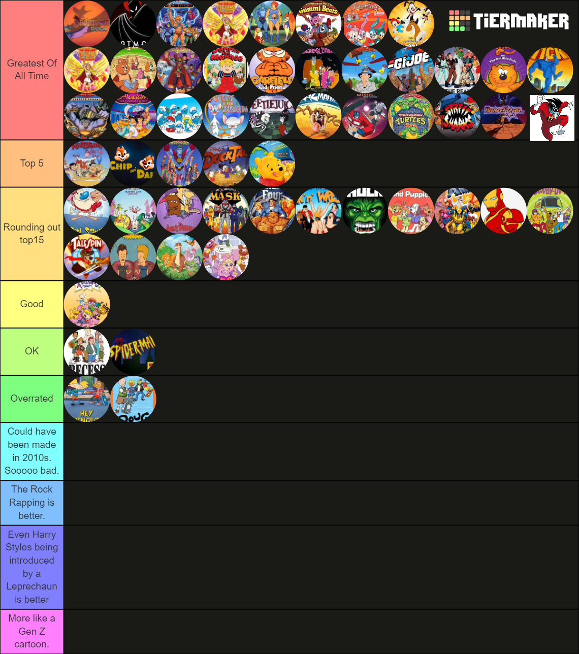 Battle of the 80s and 90s Cartoons Tier List by Bart-Toons on DeviantArt Battle of the 80s and 90s Cartoons Tier List by Bart-Toons on DeviantArt