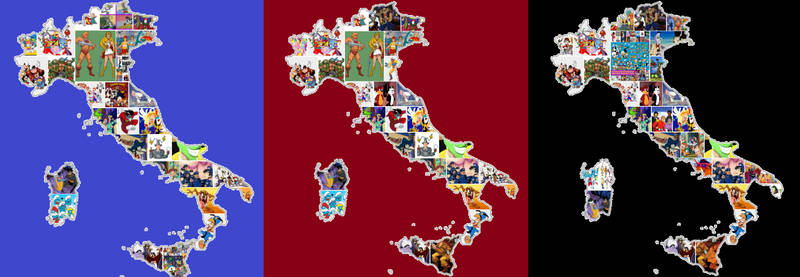 Italy Map with Cartoon Photos