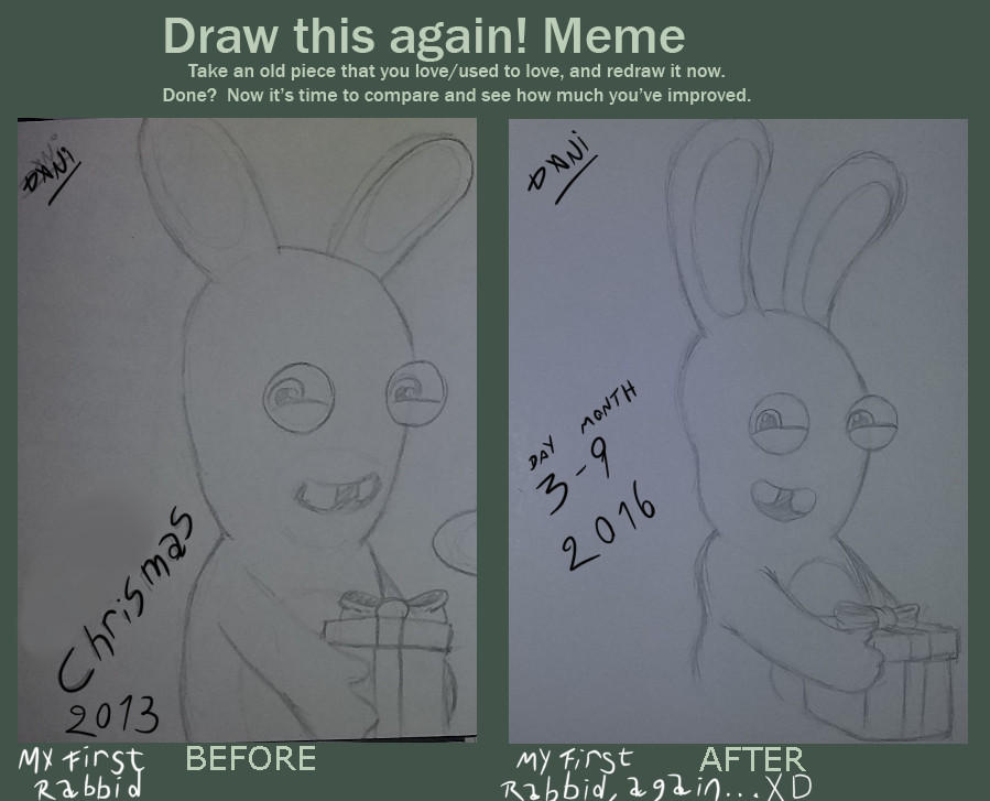 Draw this Rabbid again! Meme by GarfieldXRabbid on DeviantArt