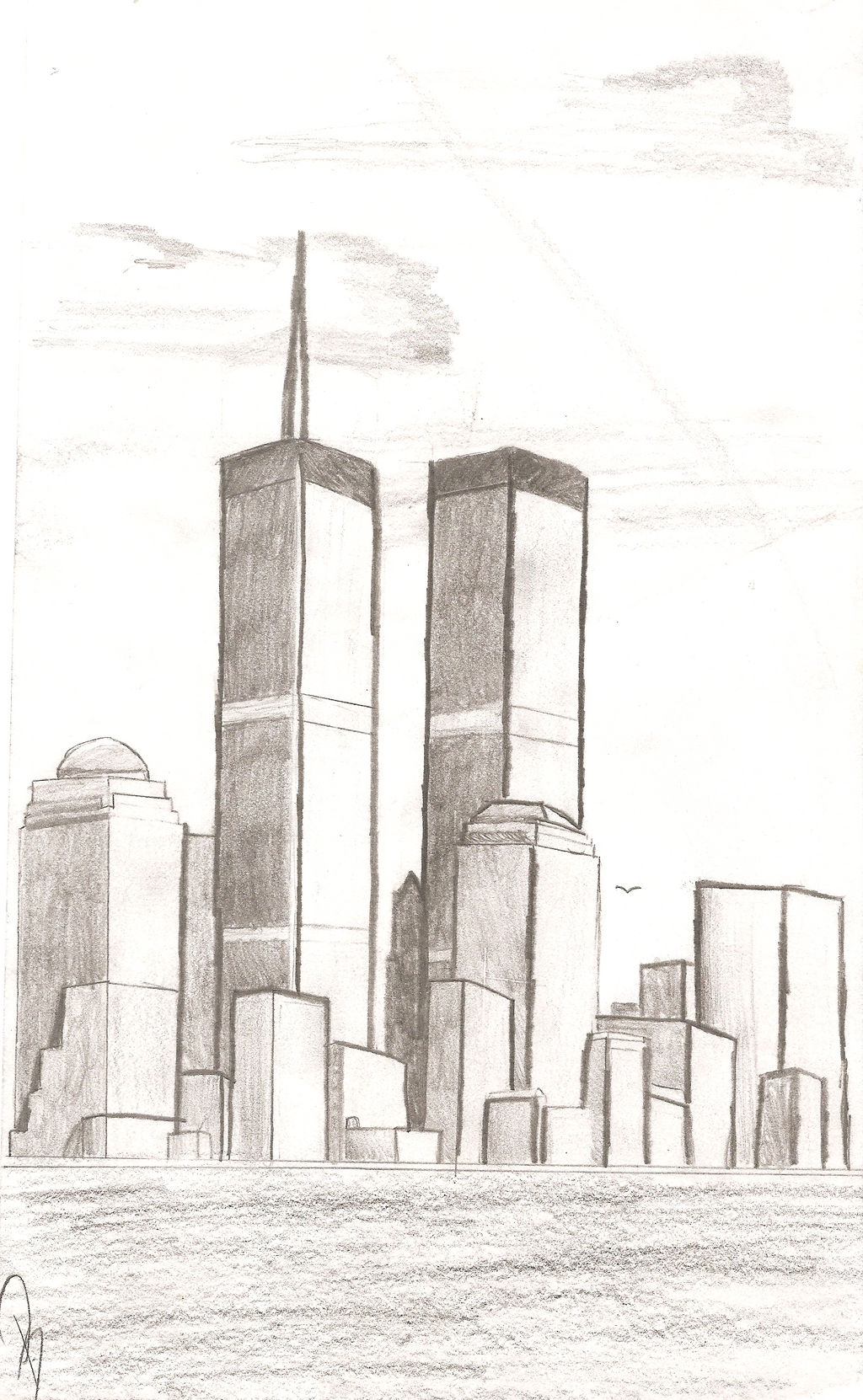 Art Twin Towers Drawing - Fotomuslik