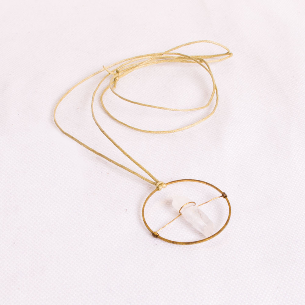 Crystal Quartz and Brass Necklace