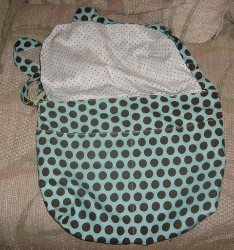 Bag- Blue Polka Dot inside