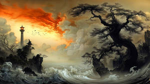 Serenity at the Stormy Shore