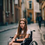 Beautiful Lonely Paralyzed Girl in Wheelchair