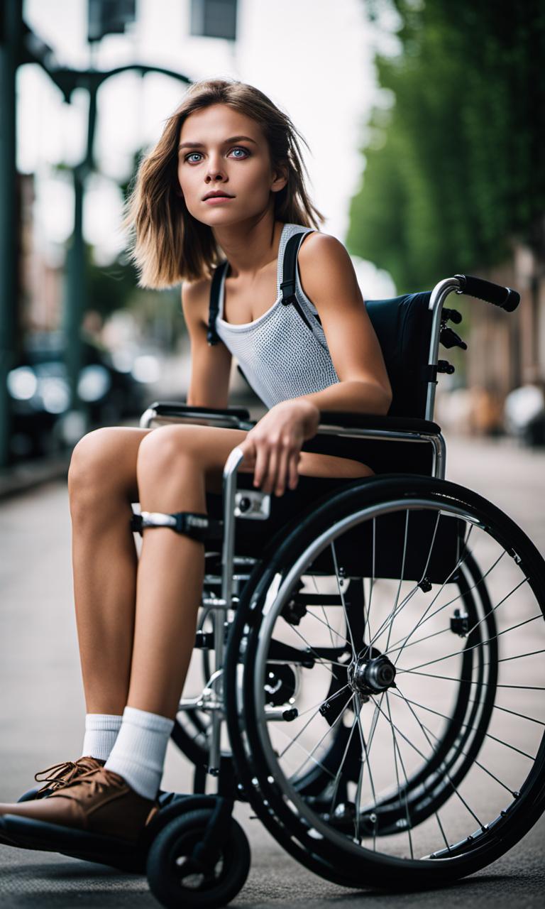 Mesmerizing Wheelchair Girl, Knee Strap, bare legs by legphotog on ...