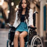 AI YOUNG JENNA ORTEGA RAISING UP IN HER WHEELCHAIR