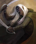 Drow warrior by Gellihana-art