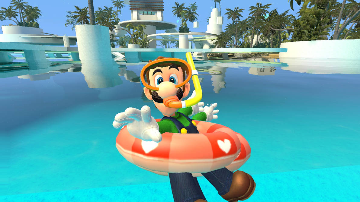 Luigi Pool Raft Luigi having a water time by Aso-Designer on DeviantArt