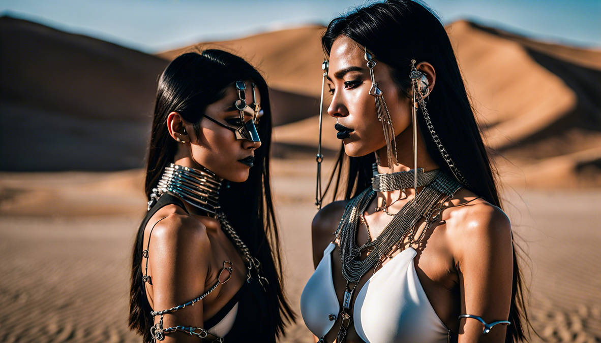 Gazing at each other in desert