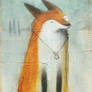 Sitting Red Fox with Ring (Three Trees)