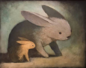 Two Rabbits Looking