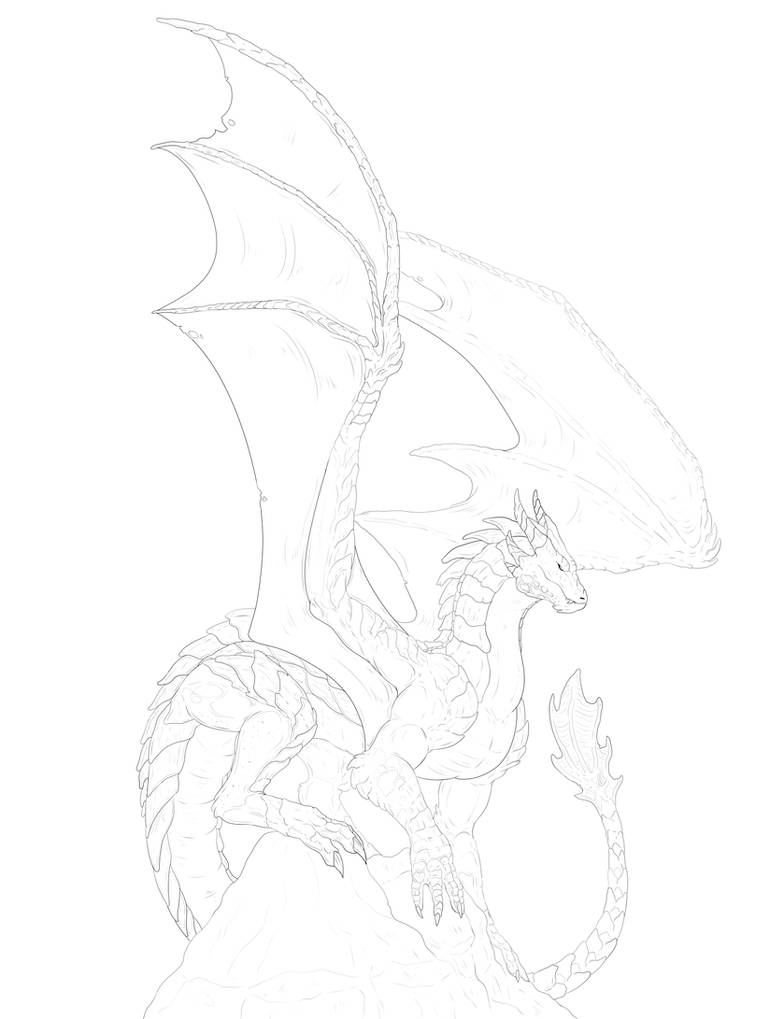 Fire Dragon Roosting - Lineart by ShadowInkWarrior on DeviantArt