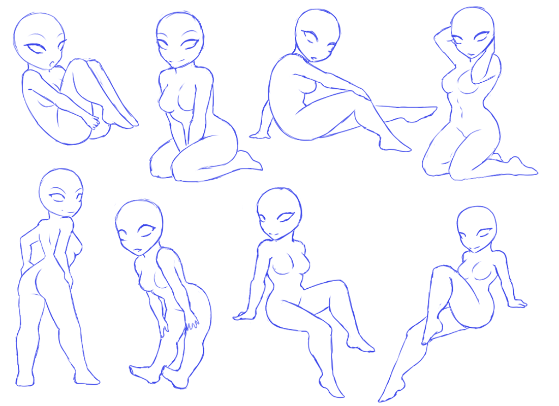 Chibi poses reference (chibi base set #3) by Nukababe on DeviantArt