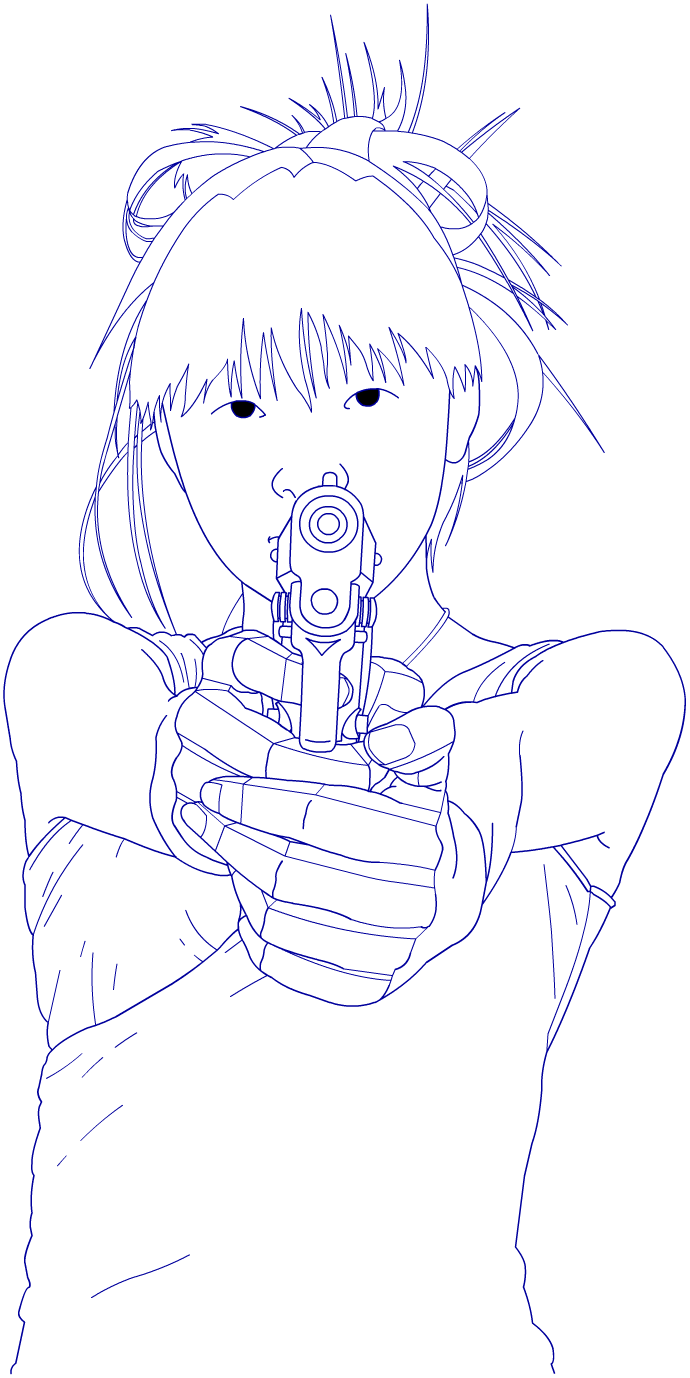 Lineart_Girl with a Gun