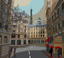 Streets Near The Eiffel..MS-Paint