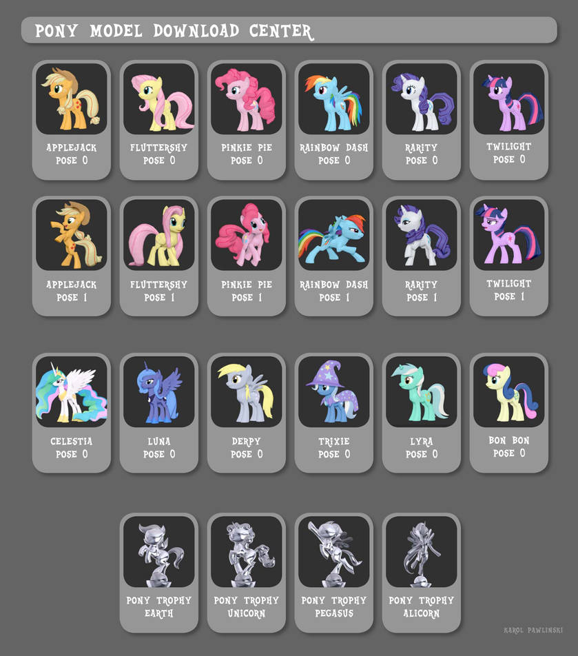 Pony Model Download Center by KP-ShadowSquirrel
