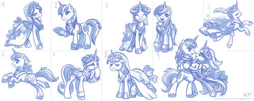 Cadance and Shining Armor Sketches