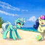 Lyra and Bon Bon at the beach