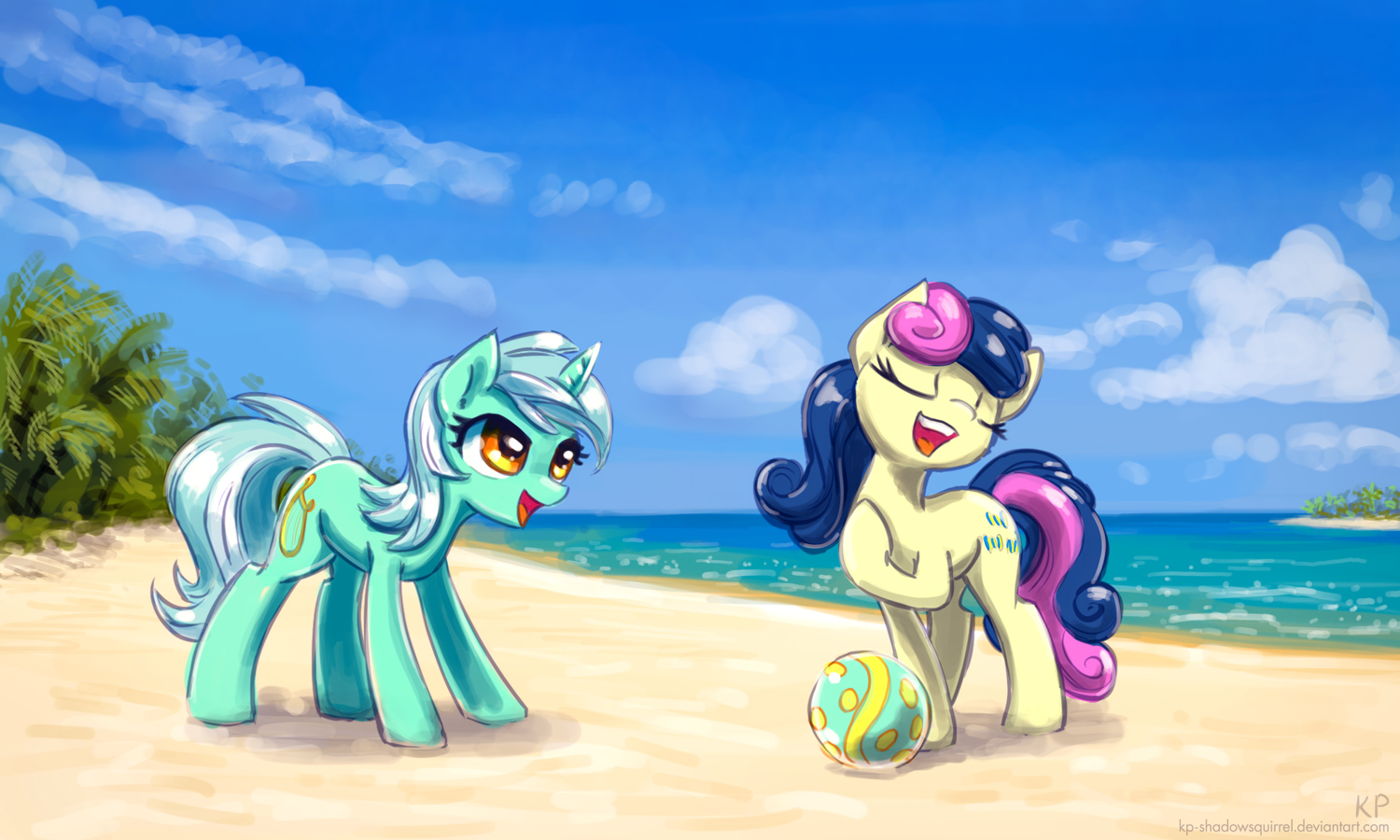 Lyra and Bon Bon at the beach