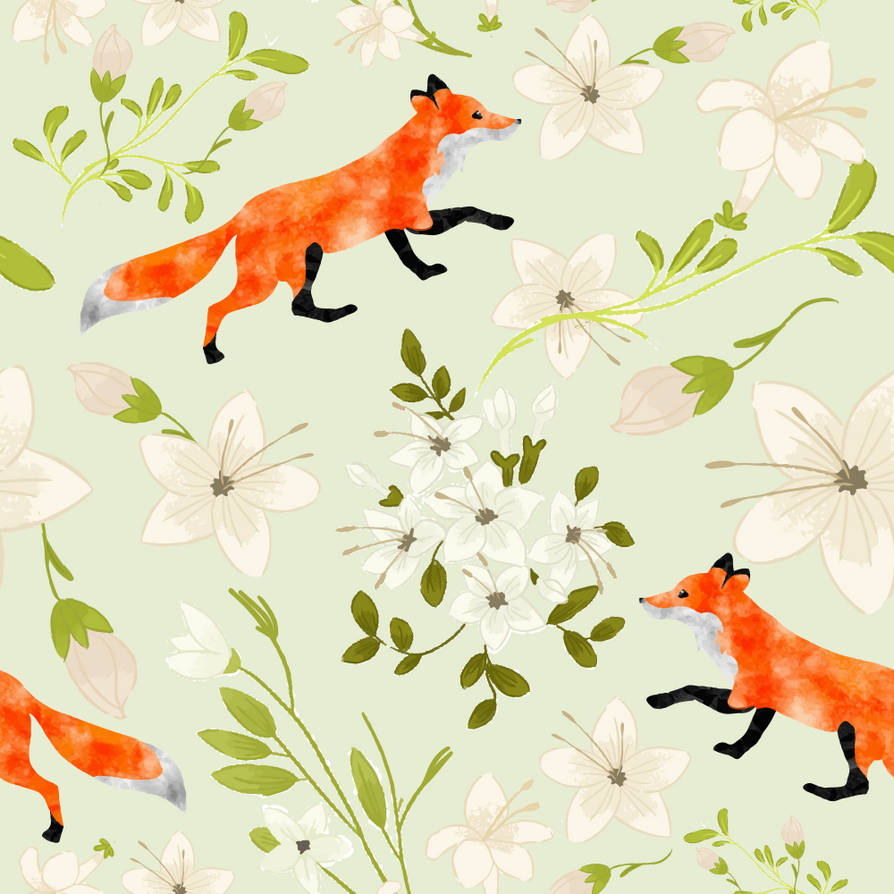 Flower foxes. Паттерн с лисами. Фотообои с лисами на стену. Лиса фон. Фон с лисами.