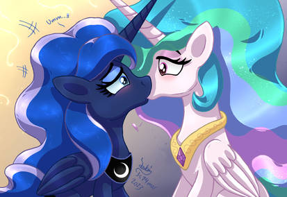 MLP FIM - Princess Luna And Celestia Accident Kiss