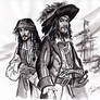 Captain Jack Sparrow and Hector Barbossa sketch.