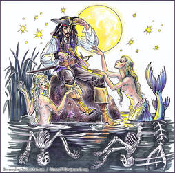 Captain Jack Sparrow and the ghost mermaids.