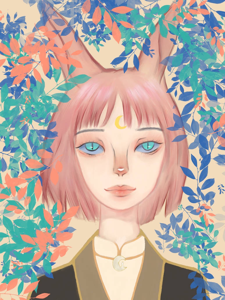 Moon + rabbit + girl by Moosmwf on DeviantArt