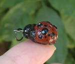 Tiny Hand Sculpted Lady Bug Pendant by CaterpillarArts