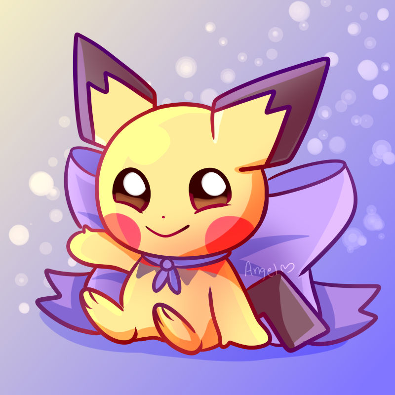 Pichu With Purple Bow by AngelRoseStar on DeviantArt