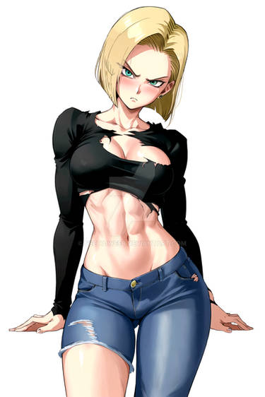 Android 18 after a rough fight