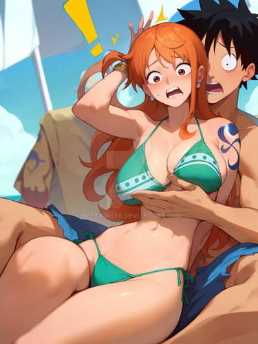 Luffy x Nami: Careful where you put your hands!!