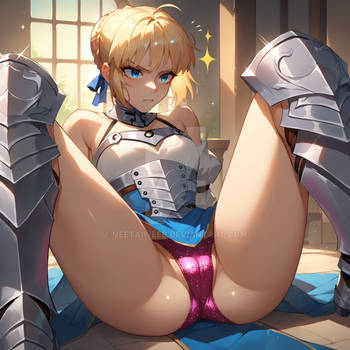 Saber fate glitter panties - the armor stays on