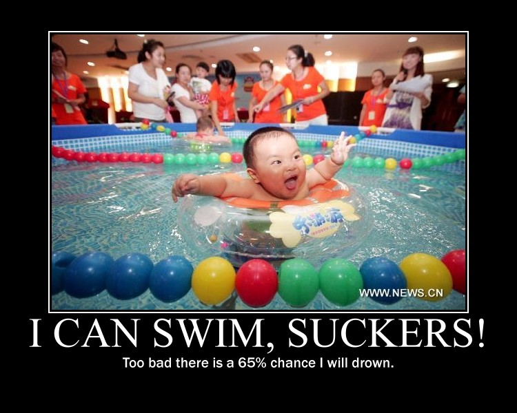 Swimming Babies saying SUCK