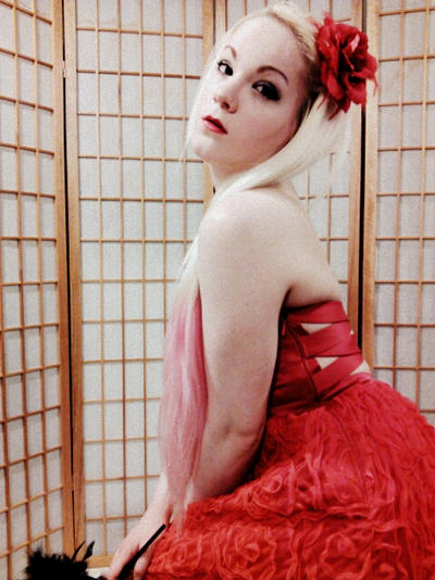 Red Dress, Red Lips and Red Flower