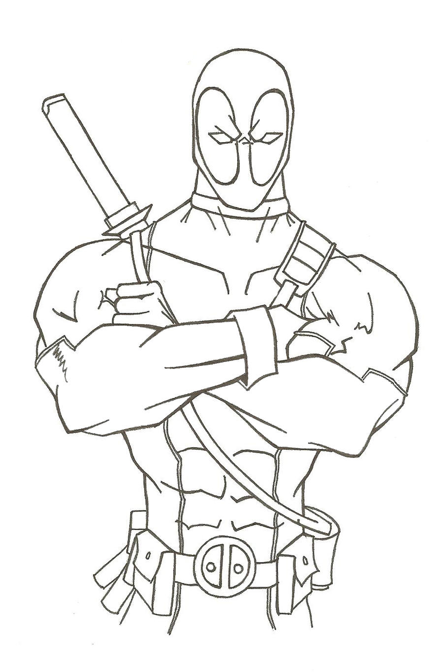 Deadpool Linocut Deadpool Lineart by HiringHenchmen on DeviantArt
