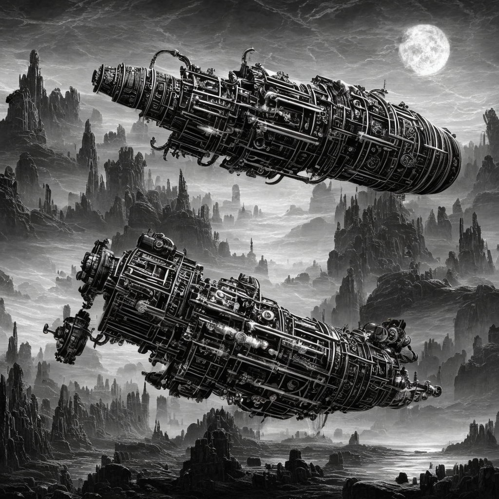 Stesmpunk Rockets Steampunk-rocket-black-and-white-still-digital-art by ziggyxdust on ...
