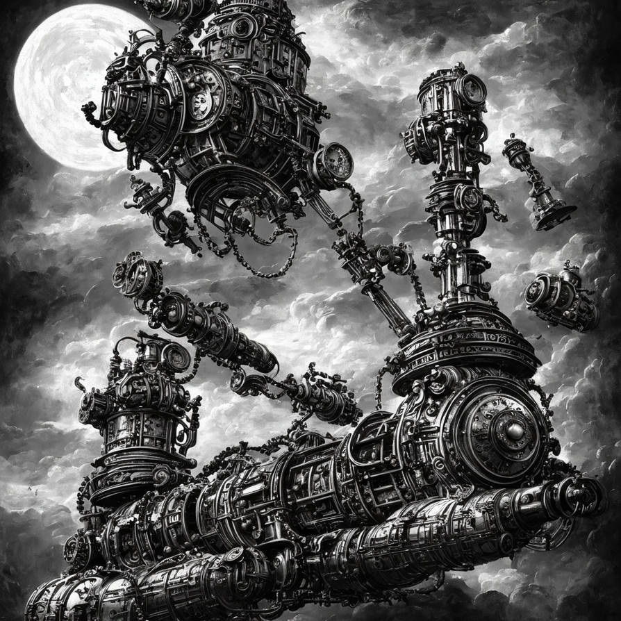 Stesmpunk Rockets Steampunk-rocket-black-and-white-still-digital-art by ziggyxdust on ...