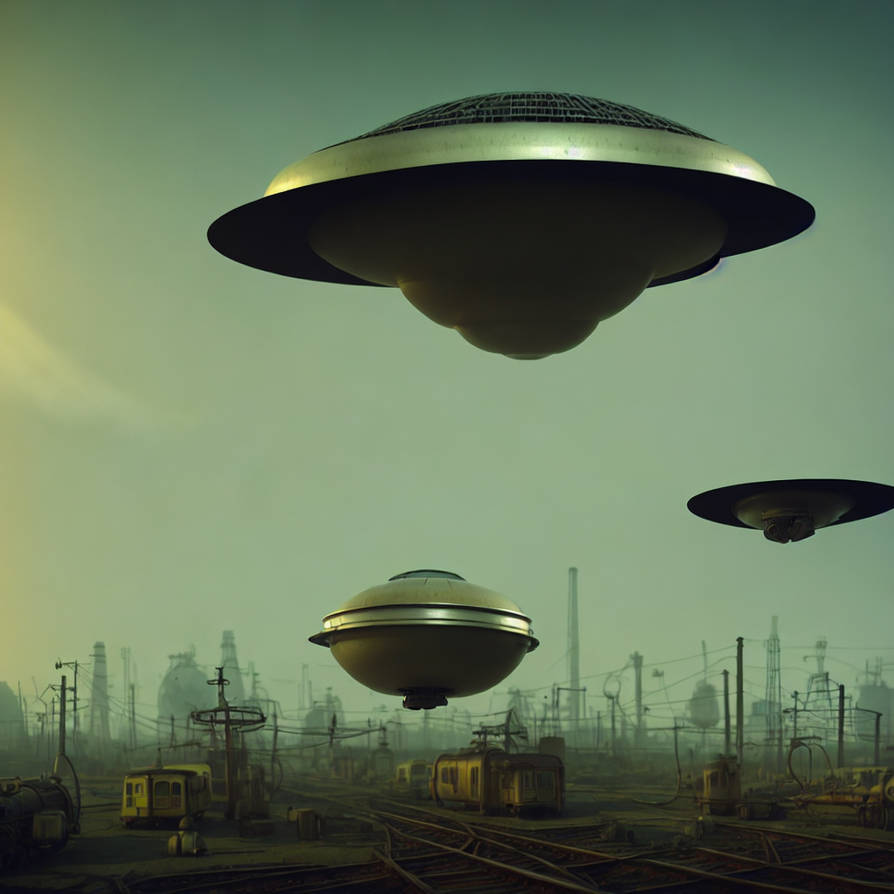 Atompunk--flying-saucer-isometric-digital-art-smog by ziggyxdust on ...