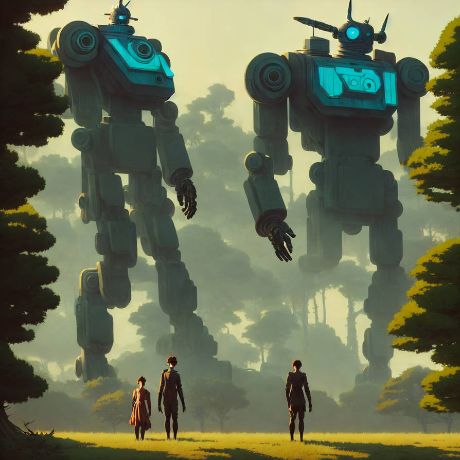 Atompunkgiantrobotbehindtreesunrealenginegr by ziggyxdust on