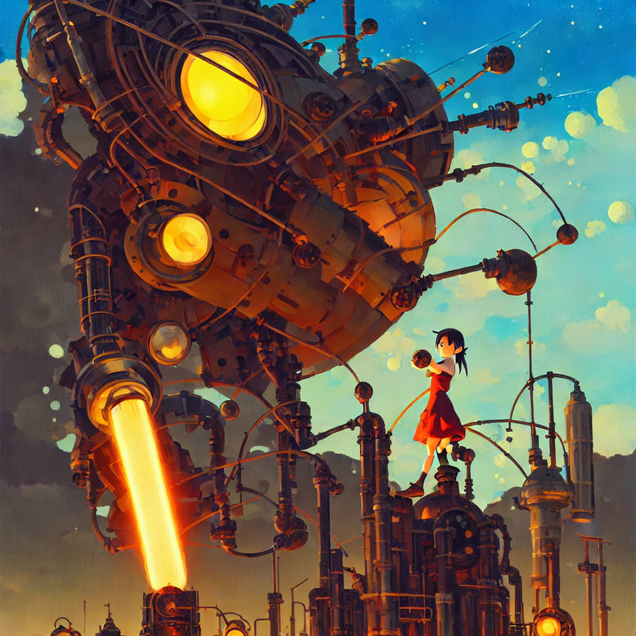 Stesmpunk Rockets Girl-closeup-steampunk-atomic-rocket-in-the-city-a by ziggyxdust on ...